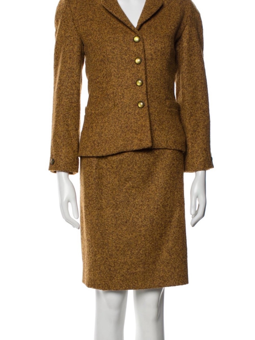 Balmain Brown Tweed Two-Piece Skirt Suit